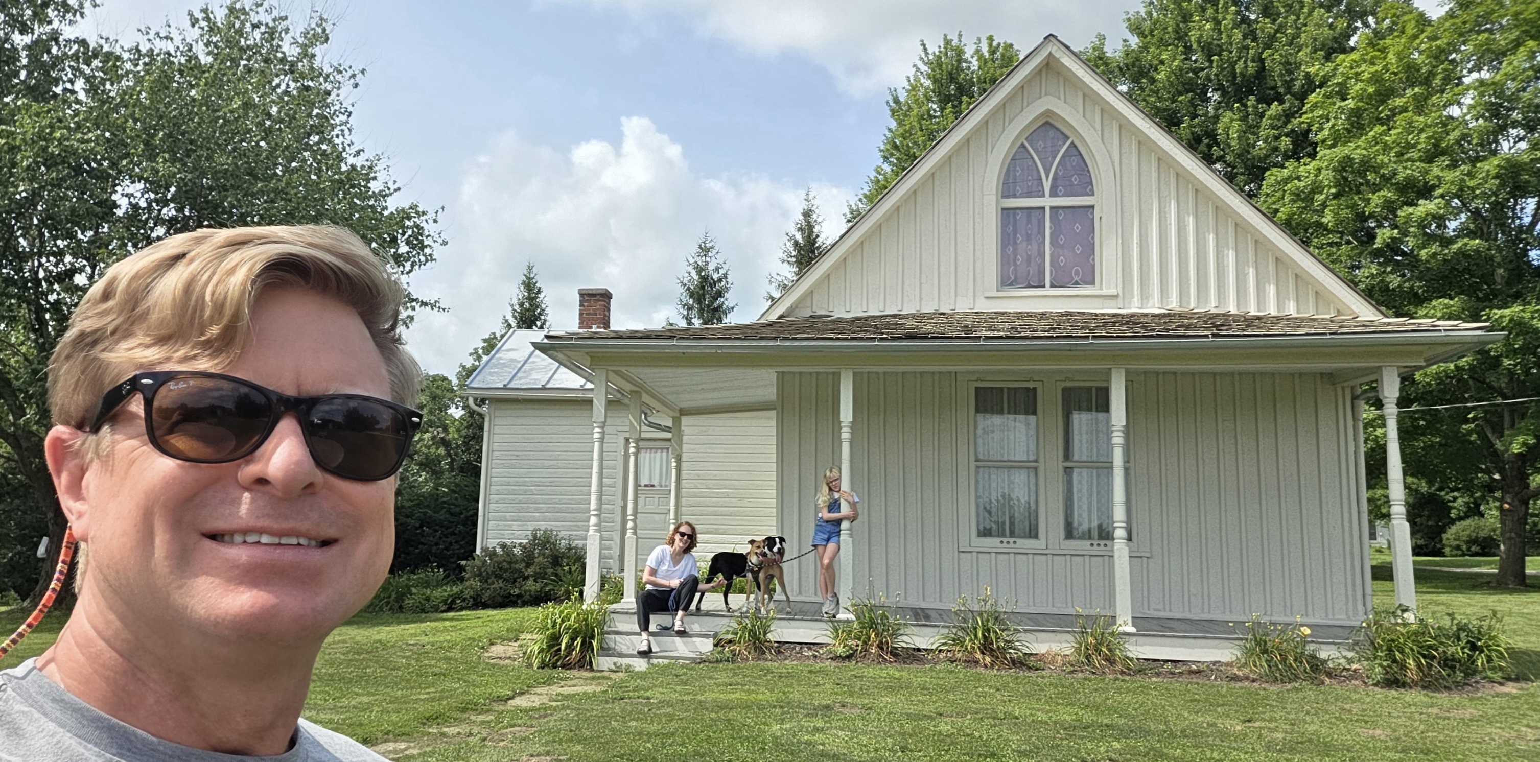 Family at American Gothic house